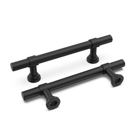 LONTAN Pack of 5 Furniture Handles, Black, Kitchen Handles, Furniture Handles, 96 mm, Hole Spacing Handles, Cupboard Handles, Drawer Handles, Cabinet Door Handles, Stainless Steel
