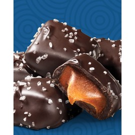 Sanders Dark Chocolate Sea Salt Caramels (32 oz Tub) – Handcrafted Small Batch Slow Cooked Caramel, Sea Salt Dark Chocolate with Rich Indulgent Flavor, Sweet & Salty