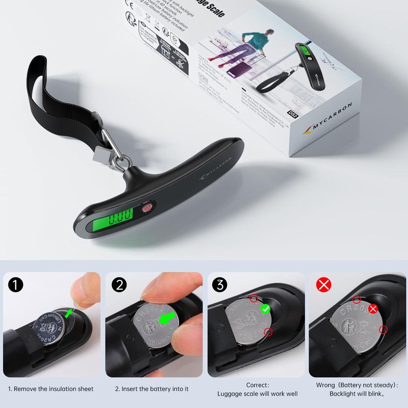 Luggage Scale MYCARBON Portable Digital Scale Electronic Suitcase Scale Hanging