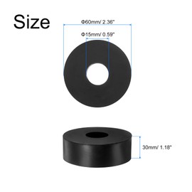 QUARKZMAN Rubber Spacers 60mm OD x 15mm ID x 30mm Height Round Anti Vibration Spacers Rubber Bushing Grommets Thick Rubber Washers Pack of 4