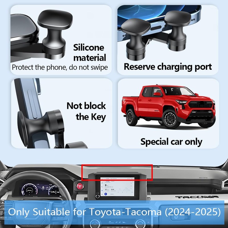 LUNQIN Car Phone Holder Mount for Toyota Tacoma 2024 2025