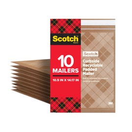 Scotch Curbside Recyclable Padded Mailers, 10-Pack, 10.5 x 14.75 in, Similar Impact Protection to Traditional Bubble mailers