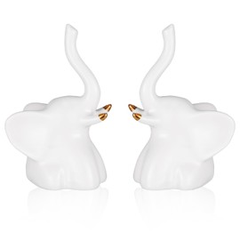 2 Pcs White Elephant Decor Gifts, Elephant Statue Home Decor, Modern Style Figurines for Home Decor Accents, Living Room Shelves, Desk Decoration and Giving Gifts