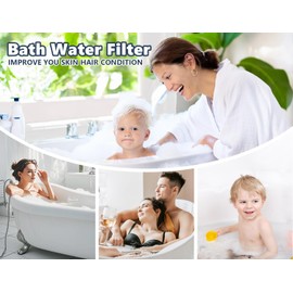 Bathtub Water Filter for Tub with Overflow,2,500 Gallons of Filtration,8 Stages Bath Filter,Remove contaminants,Chlorineand Fluoride,Hardwater Softener,BPA Free(Upgrade Version),Black