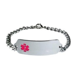 Chemotherapy Medical ID Alert Bracelet with Embossed Emblem from Stainless Steel. Style: Classic Wide, Premium Series.