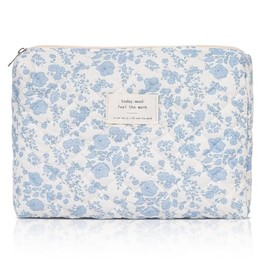 Bolsa de maquillaje, bolsa de maquillaje acolchada, bolsa de cosméticos floral grande para mujer, juego de bolsas de maquillaje de algodón, bolsa de a