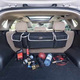 YoGi Prime Car Trunk Organizer - Hanging Cargo Storage Bag for SUVs, Vans, Cars | Waterproof, 4 Pocket Backseat Storage Solution | Easy Install, Durable & Versatile - Ideal Christmas Gift for Drivers