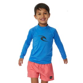 RIP CURL Toddler Brand Wave UPF Long Sleeve Rash Vest Top - Blue Gum - UV Sun Protection and SPF Properties - Unisex