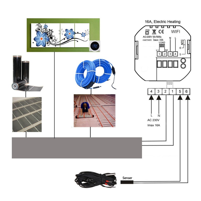 HY316 WIFI Plumbing Control Thermostat Smart Thermostat Temperature Controller Portable