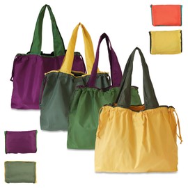 Realand Reusable Grocery Bags 4 Pack Large Heavy Duty Ripstop Shopping Bags Colorful Foldable Tote Bulk with Pouch & Drawstring Machine Washable Nylon Bags Lightweight for Pocket