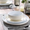 GBHOME 12 Pieces Ceramic Dinnerware Set, Modern White Dish Set