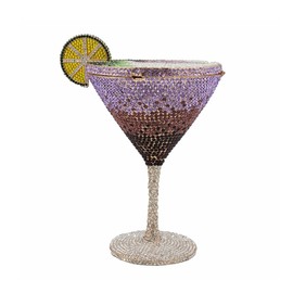 WuDiaoer Women Goblet Rhinestone Evening Bag Cocktail Cup Diamond Clutch Funny Crystal Prom Handbag Wedding Purse for Party, Purple