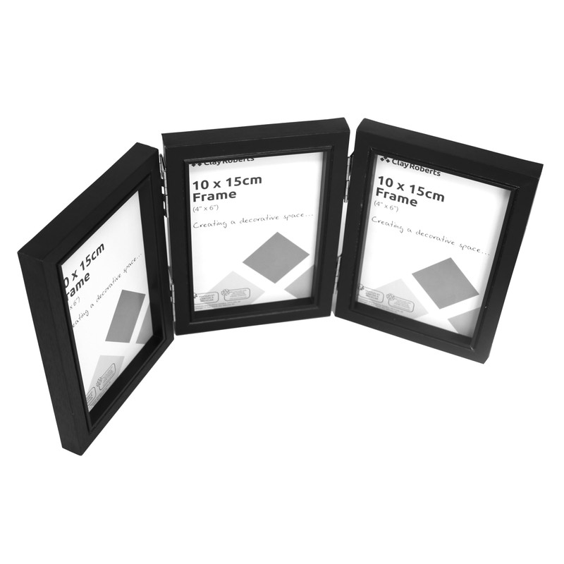 Clay Roberts Triple Photo Picture Frame 6 x 4, Black,
