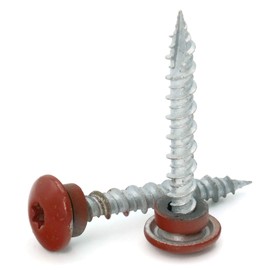 Low Profile Mechanical Galvanized Roofing Screws Red Finish - #10 x 1" Qty 100
