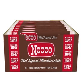 Chocolate Necco Wafers Candy, 24 Pack (2 Ounce Rolls Each), The Original Candy Wafer