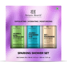 Botanic Hearth Sparkling Shower set - Pack of 3 Body Washes (Calendula Neem, Oat and Niacinamide, Jojoba) 4 fl oz each