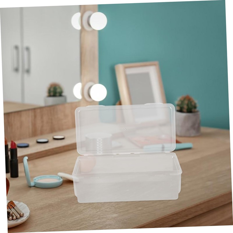 ORFOFE 2pcs Storage Box Set Transparent Organizer with Lid for