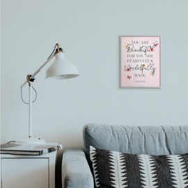 Stupell Industries Wonderfully Made Faith Based Psalm Floral Pink Gigi Louise Grey Framed Wall Art, 11 x 14