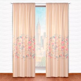 Elefantito Cortinas Azalea  2 Paneles De 1.30 X 2.20 Beige Floral