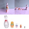 5Pcs Nesting Dolls Kit Innovative Cartoon LongNecked Cat Ornament Wooden