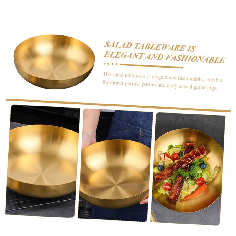 KICHOUSE Elegant 304 Stainless Steel Salad Bowl Mix Serve Fruit