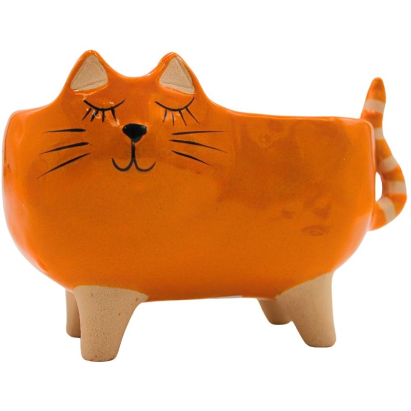 Dekohelden24 Ceramic Planter / Planter / Pink Cat Design Dimensions