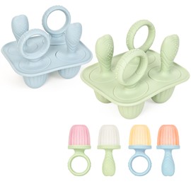 KOSMOX Molde para Paletas de Hielo Bebé con 4 Moldes de Silicona para Leche Materna o Frutas BPA Free Antiderrame Apto para Lavavajillas y Congelador