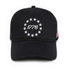 Structured Cotton Mesh 5 Panel Vintage Trucker Hat: 1776 (Black)