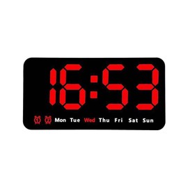 AIXXCUVQ Electronic Digital Wall Clock with Adjustable Brightness 9. Display Day of Week and Calendar ABS LED Digital Wall Clock, Style 2