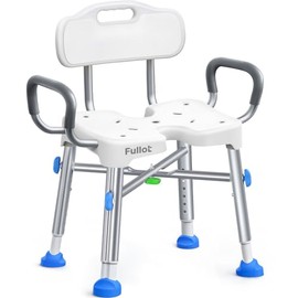 Ergonomic H-Shaped Shower Chair for Elderly and Disabled with Back & Padded Arms,500 lbs Heavy Duty Adjustable Shower Stool Seat for Easy Cleaning, Anti-Slip Bath Chairs for Bathtub