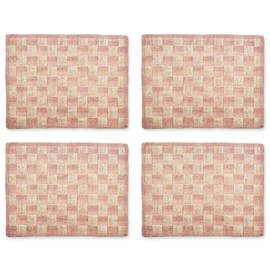 MACKENZIE-CHILDS Set of 4 Sinamay Placemats, Durable Woven Table Mats, Pink