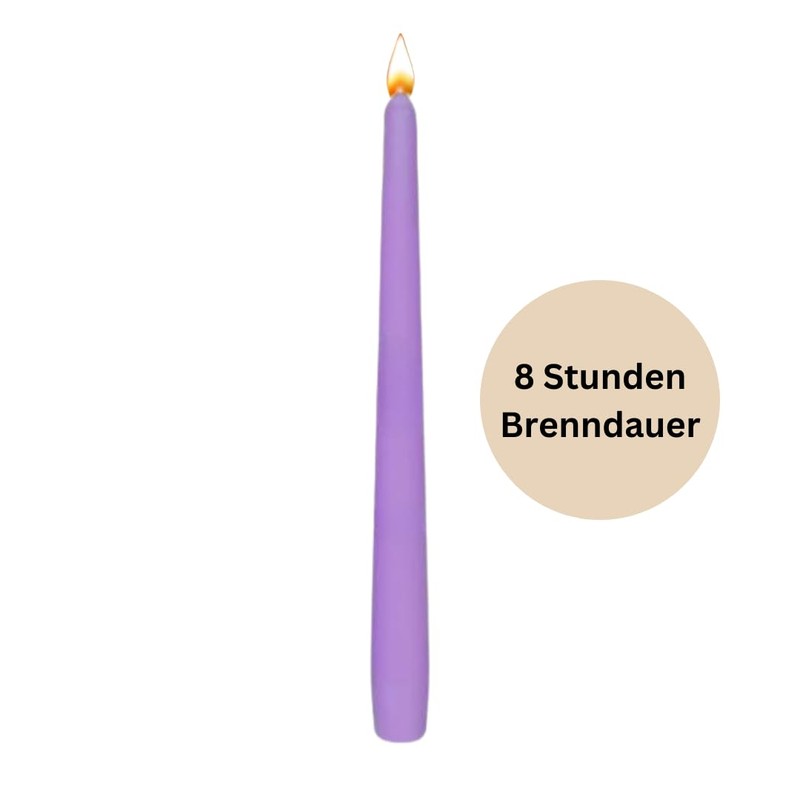 DeinPack 10 Spitzkerzen - Flieder - Dekorative Haushaltkerzen - Brenndauer