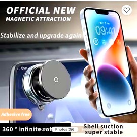 Magnetic Car Phone Holder, 360° Rotation, Shell Suction Mount, Super Stable Design