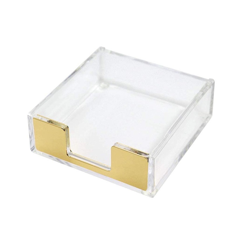 MultiBey Clear Gold Acrylic Sticky Note Pad Holder for Desk,