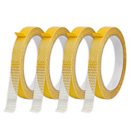 Glamifyr 4 rotoli di nastro autoadesivo, nastro biadesivo in tessuto Heavy Duty, nastro adesivo per tende, nastro biadesivo per tappeti, senza cuciture, doppio nastro adesivo