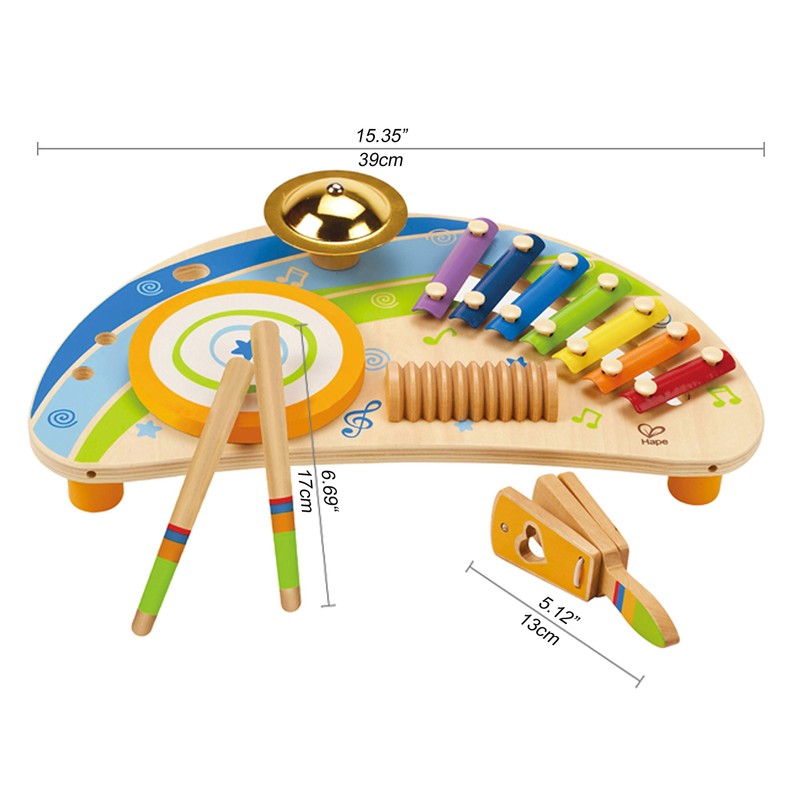 Award Winning Hape Mighty Mini Band Wooden Percussion Instrument