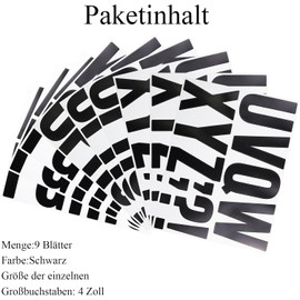 102 pegatinas de letras grandes, de vinilo autoadhesivo, kit de alfabeto grande para buzón, álbumes de recortes, camiones y manualidades, letras adhesivas audaces resistentes a la intemperie, 9 hojas