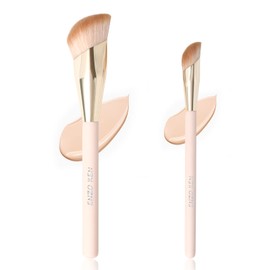 Angled Cream Foundation and Small Under Eye Concealer Brush Set by Enzo Ken, Nose Contour and Liquid Blusher Brush Set Golden for Concealer, Highlighter, Powder Contour, Bronzer. 11L&M