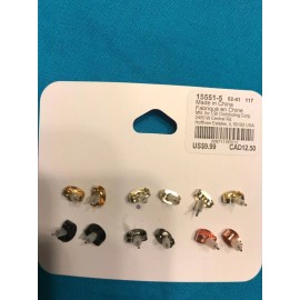 Claire’s Six Pairs Claire's White Silver Gold Rose Gold Dark Silver Black Ball Earrings