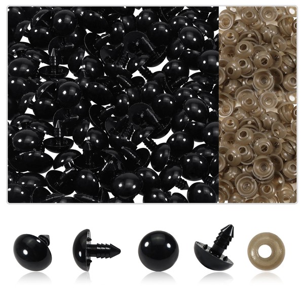 TOAOB 150pcs 18mm Black Round Plastic Plush Animal Safety Eyes