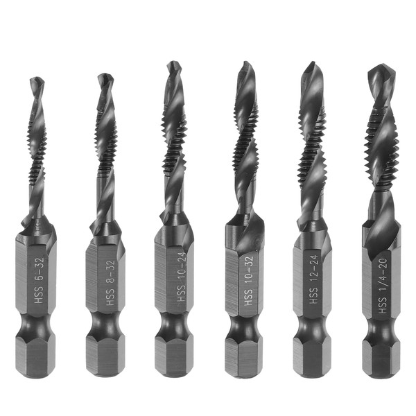 sourcing map 6pcs Combination Drill and Tap Bit Set, SAE