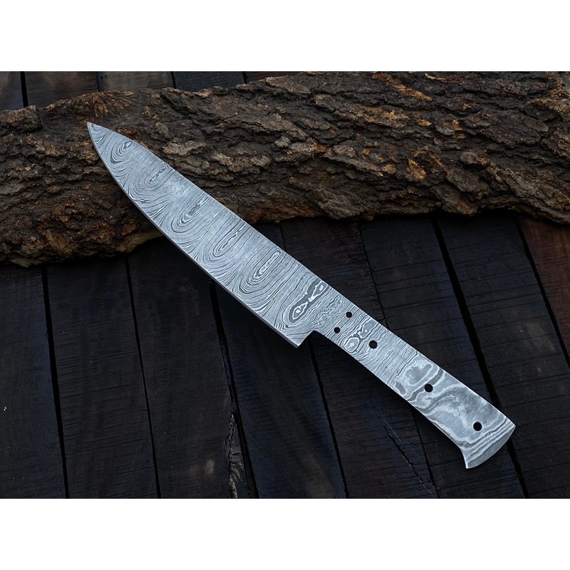 Jayger Handmade Kitchen Knife Blade | Damascus Steel | Heat