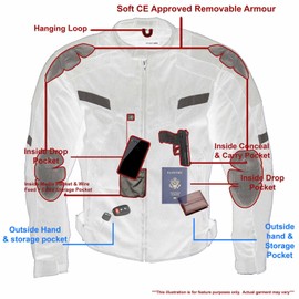 Milwaukee Leather MPM1792 Men's Black CE Armored Textile Motorcycle Jacket- All Season Biker Jacket - 2X-Large