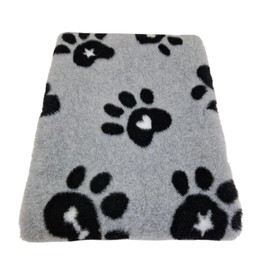 WOOF AND PUP | Non Slip Vet Bedding | Grey & Black Big Paws | Machine Washable | UK Manufactured | Non-slip | Dog Bed | Whelping | Vet bed (Small 50cm x 75cm (20" x 30"))