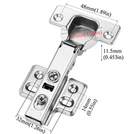 Luokim 2pcs Full Overlay Cabinet Hinge Frameless Concealed Door Hinges European Soft Closing Four-Hole Mounting Plate Hinges Nickel Plated Finish