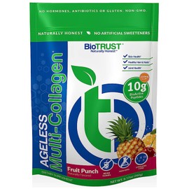 BioTrust BioTrust Ageless Multi Collagen Peptides Powder C 5 Types (I, II, III, V, X) C Fruit Punch Collagen Powder for Women & Men C Hydrolyzed Protein C Grass Fed Beef, Fish, Chicken, Eggshell Membrane