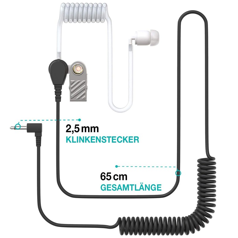 In-Ear Headphones Sound Tube 2.5 mm Transparent incl. Clip