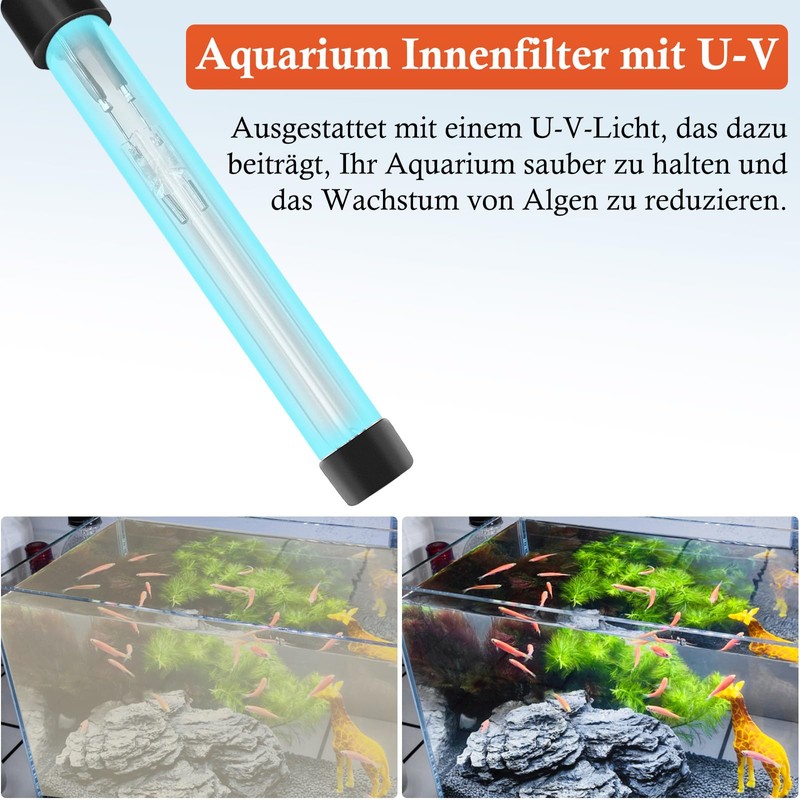 FEDOUR 600LPH Aquarium Filter with U-V, 8W Adjustable Aquarium Inner