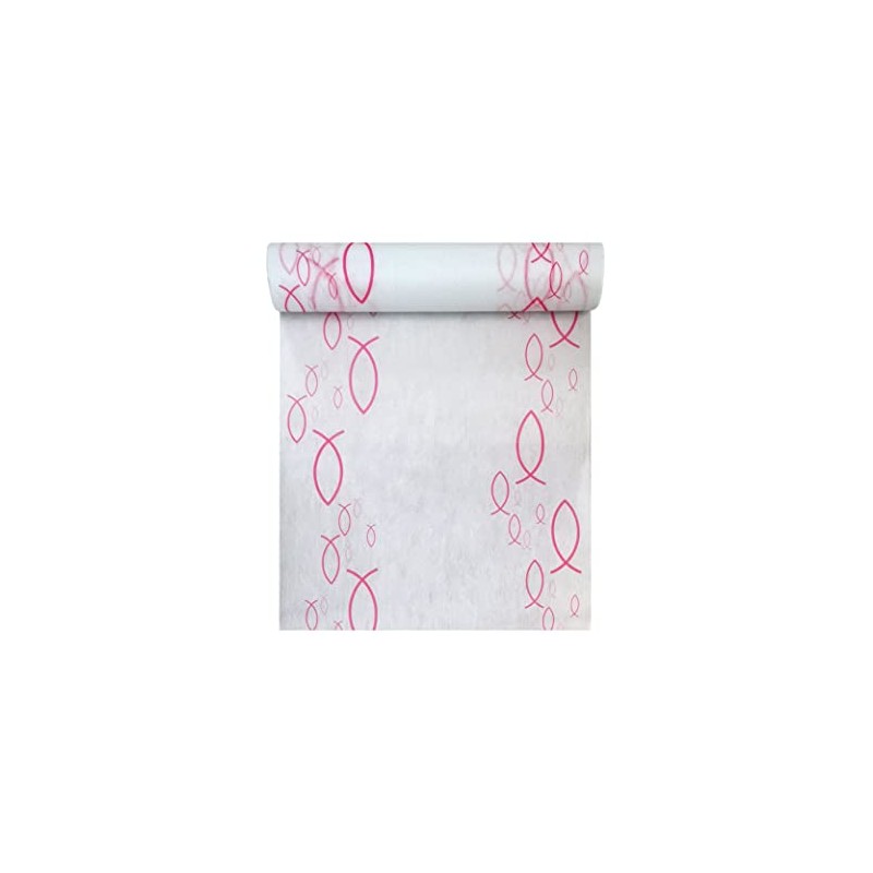 Fleece Table Runner Fish White / Pink for Christening Confirmation