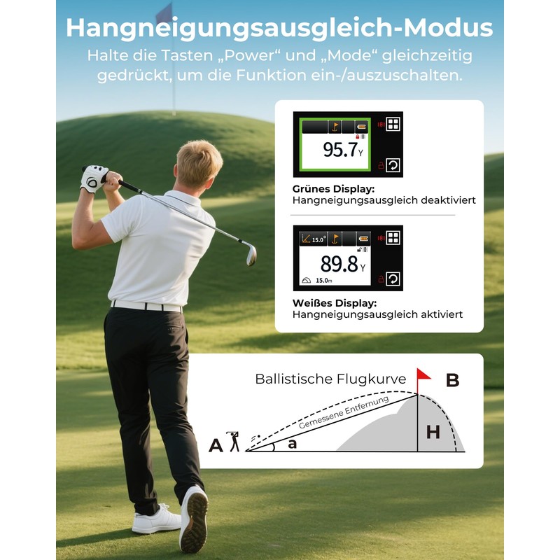 CIGMAN 1312Y Laser Golf Rangefinder with Side Touch Screen, Tilt